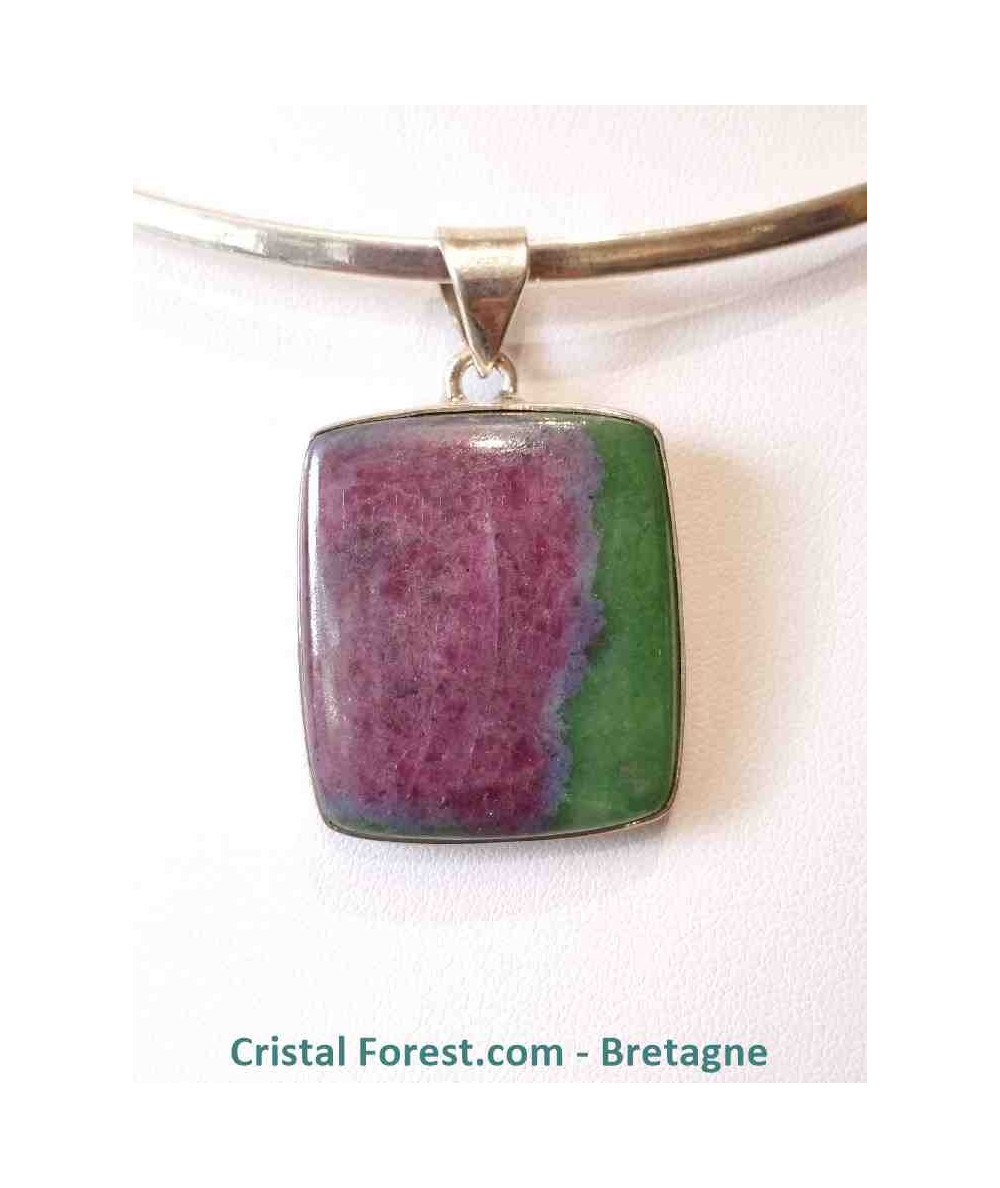 Fuchsite (Fuschite) Rubis - Pendentif Serti Argent