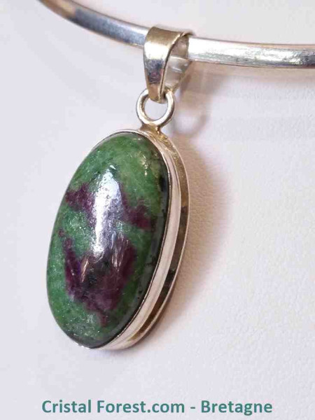 Fuchsite (Fuschite) Rubis - Pendentif Serti Argent