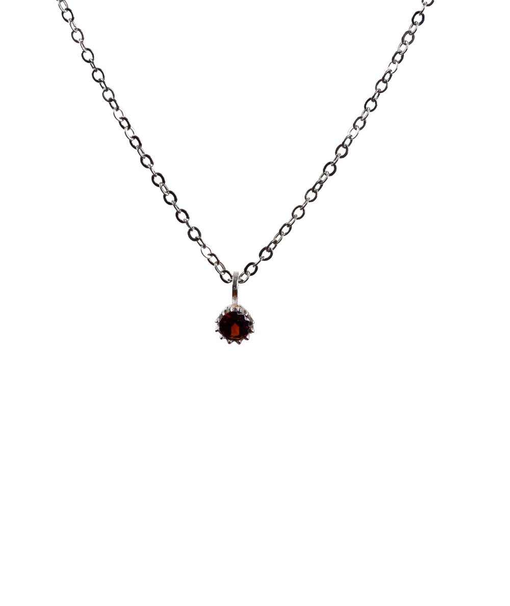Grenat Pyrope / Almandin (Rouge) - Pendentif Serti Argent - Mini