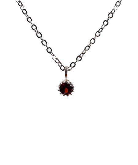 Grenat Pyrope / Almandin (Rouge) - Pendentif Serti Argent - Mini