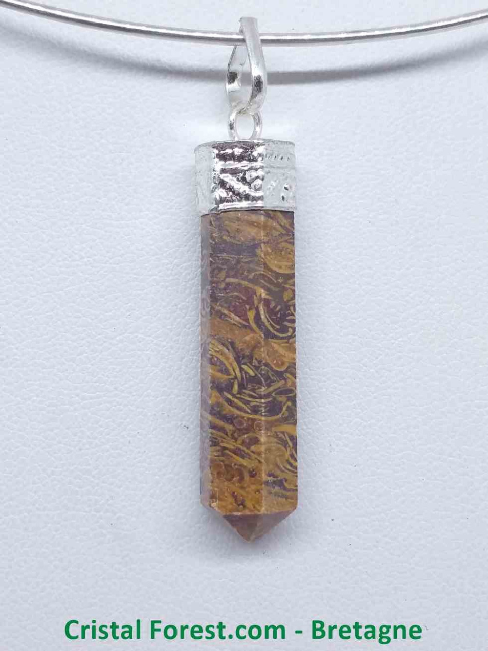 Jaspe Peau De Serpent - Pendentif Pointe - 6 Faces