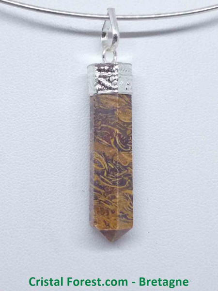 Jaspe Peau de Serpent - Pendentif Pointe - 6 Faces