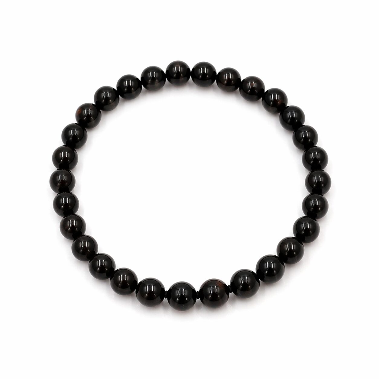 Bracelet 6mm – Obsidienne larme d’apache ou obsidienne fumée