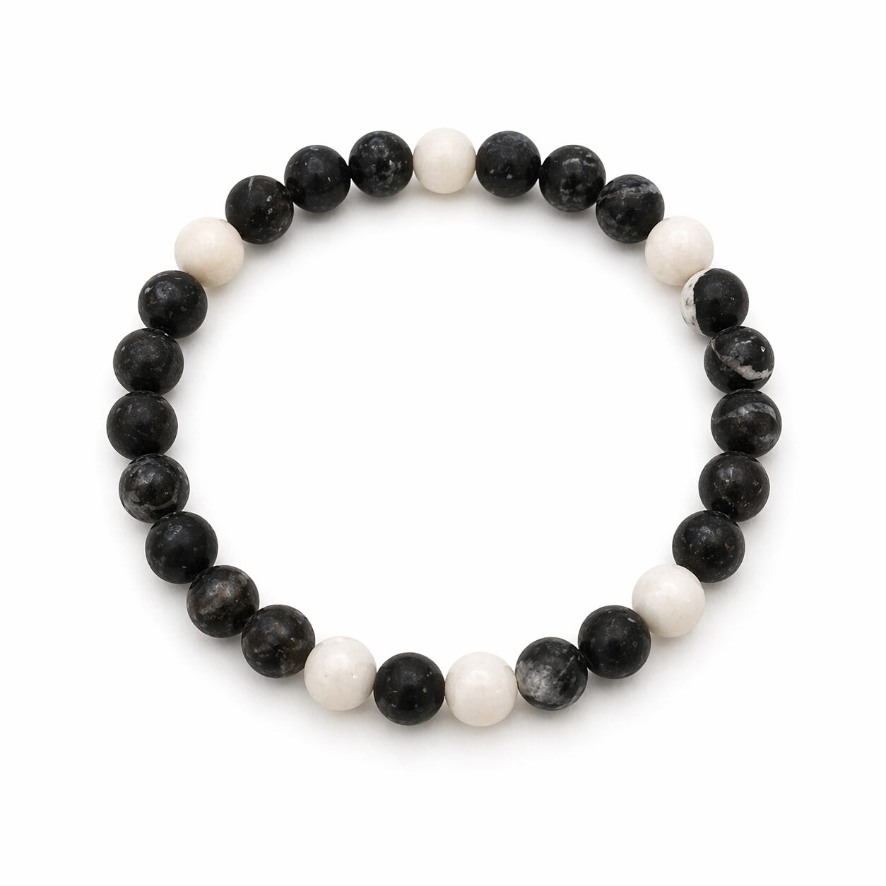 Bracelet Boule 6mm – Marbre Zèbre