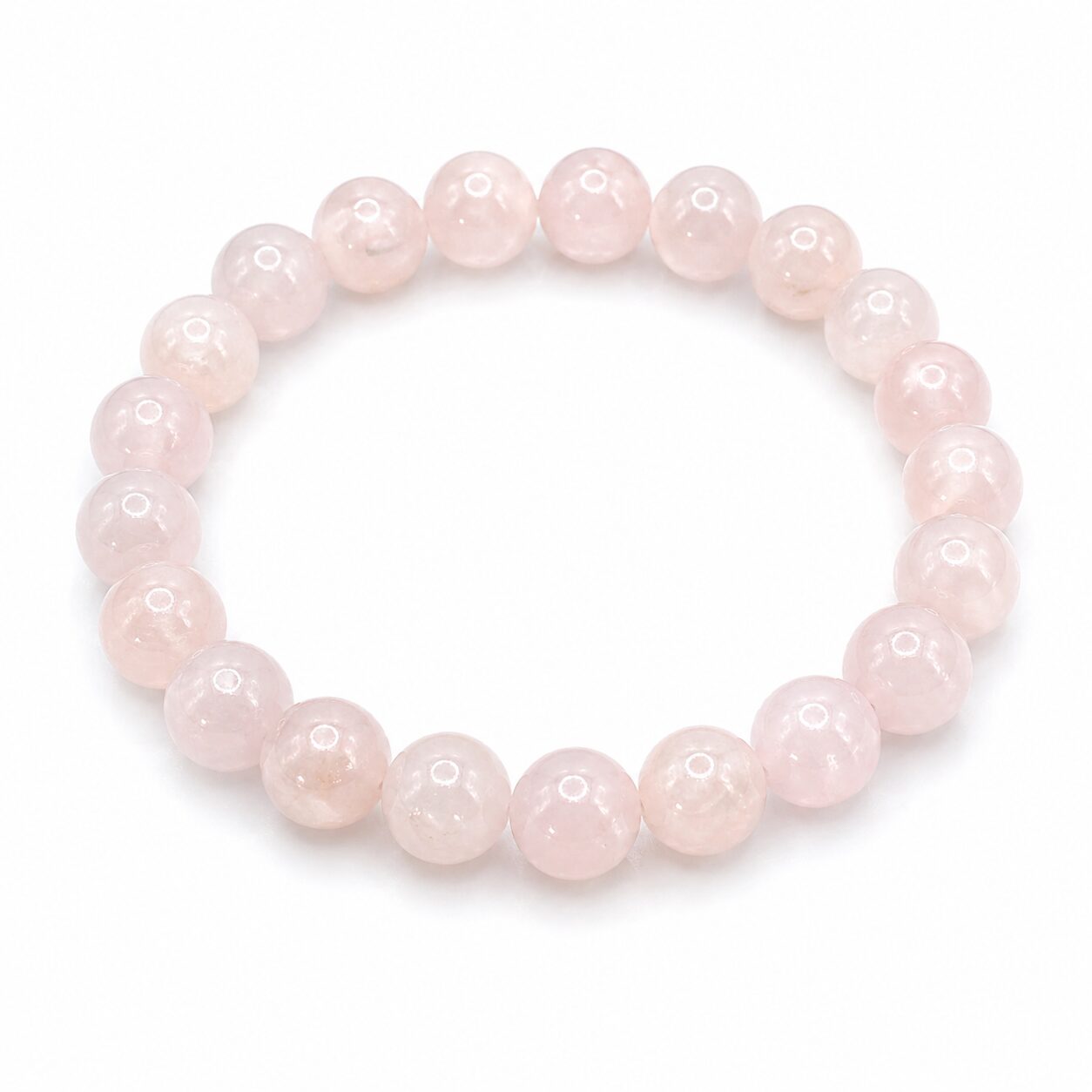 Bracelet boules 10mm – Quartz Rose