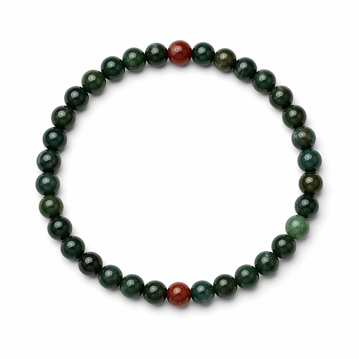Bracelet boules 4mm – Jaspe héliotrope – hématoïde ou sanguin