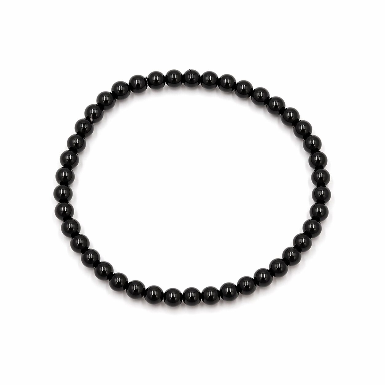 Bracelet boules 4mm – Obsidienne larme d’apache ou obsidienne fumée