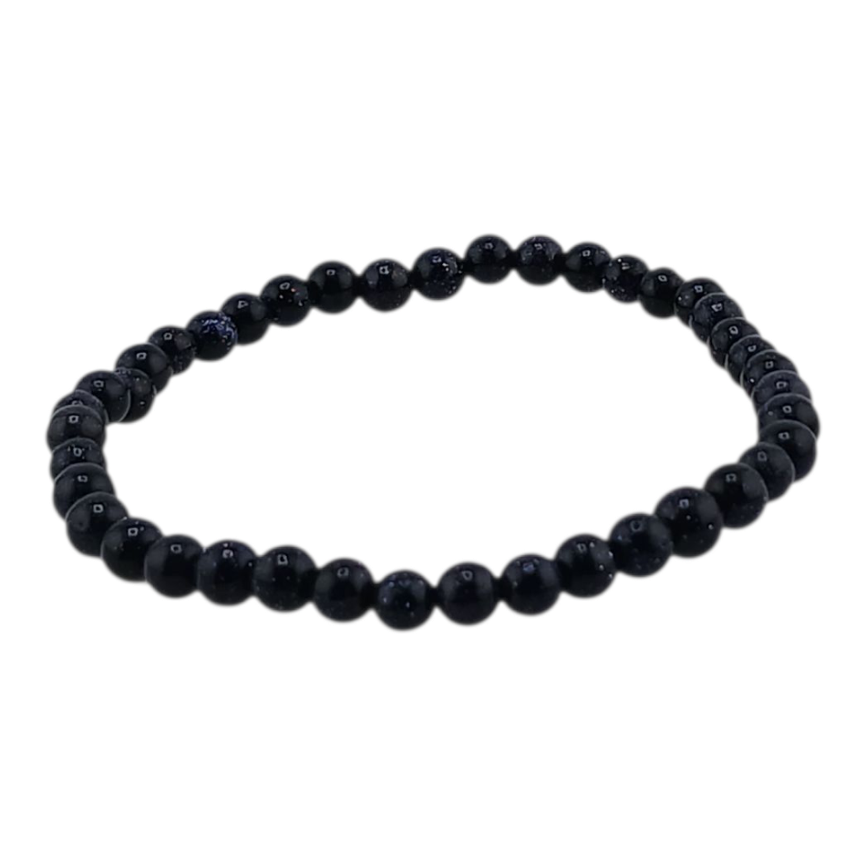 Bracelet boules enfant 4mm – Rivière d’or bleue – pierre synthétique