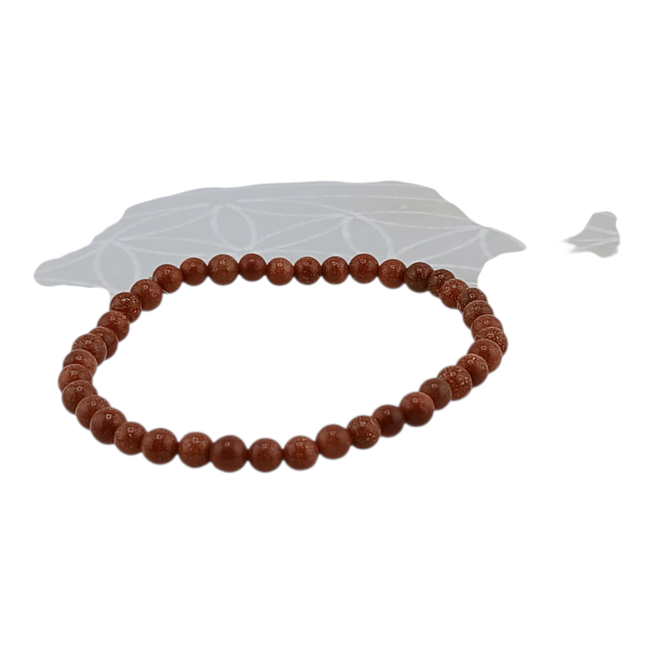 Bracelet boules enfant 4mm – Rivière d’or orange- pierre synthétique