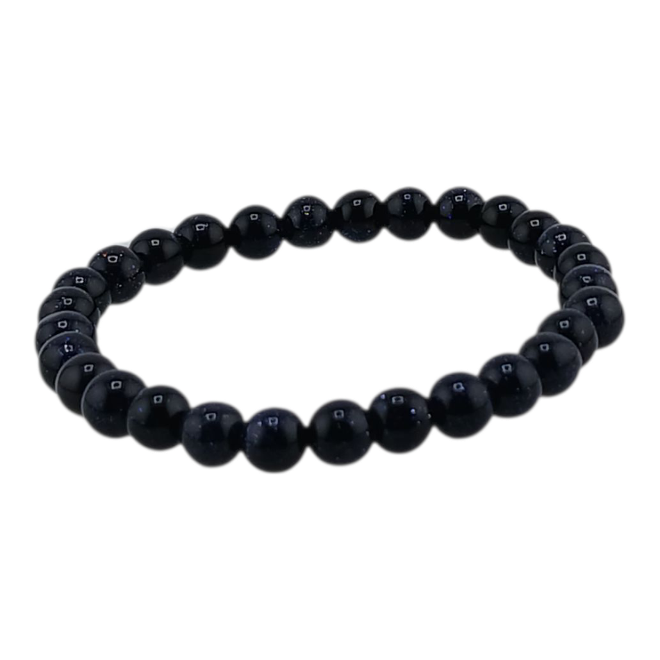 Bracelet boules enfant 6mm – Rivière d’or bleue- pierre synthétique