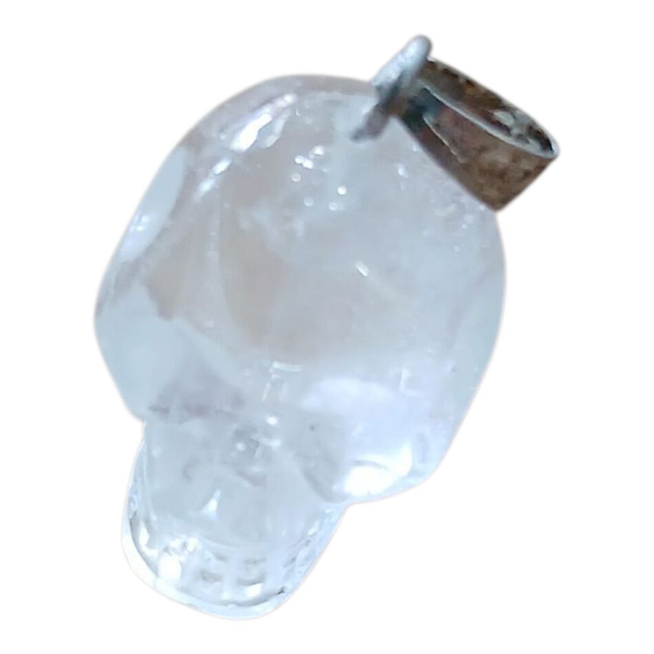 Pendentif crâne de cristal en cristal de roche