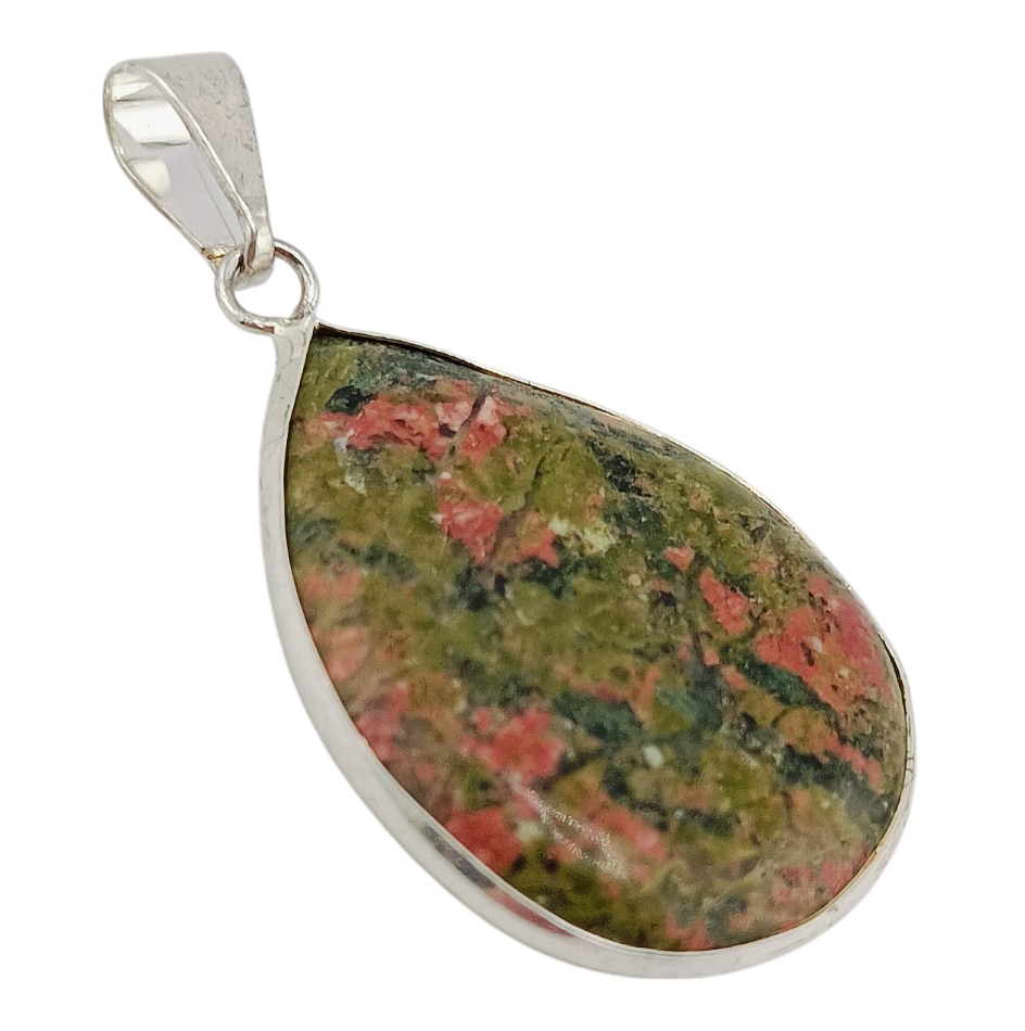 Pendentif goutte D’Epidote ou Unakite