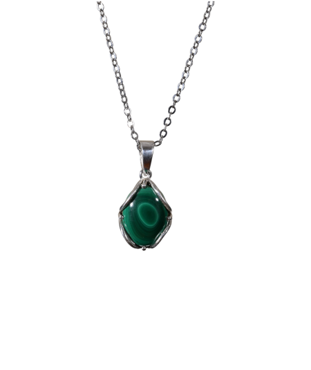 Malachite - Pendentif Serti Argent