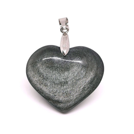 Obsidienne Argentée - Pendentif Coeur