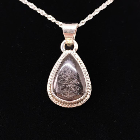 Obsidienne Argentée - Pendentif Serti Argent