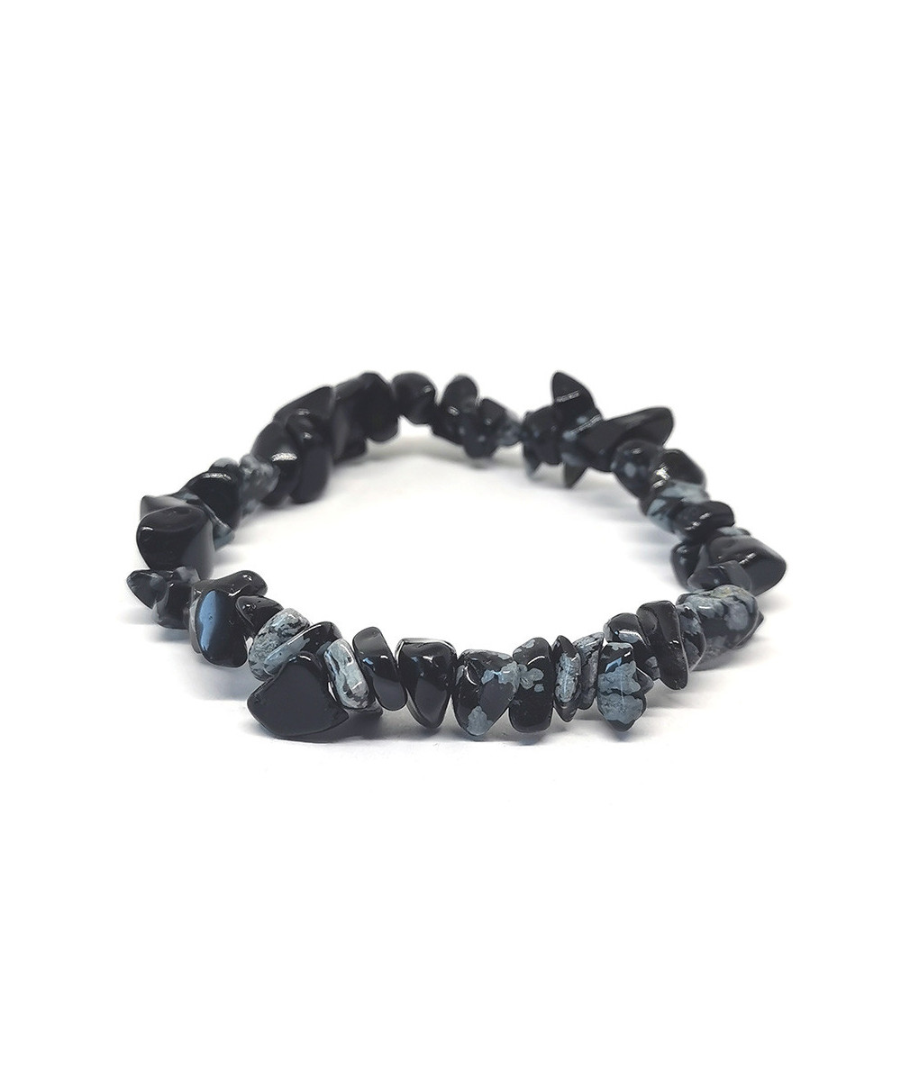 Obsidienne Flocon De Neige - Bracelet Baroque (Chips)