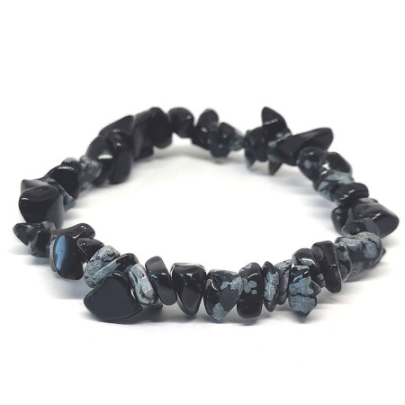 Obsidienne Flocon de Neige - Bracelet Baroque (Chips)