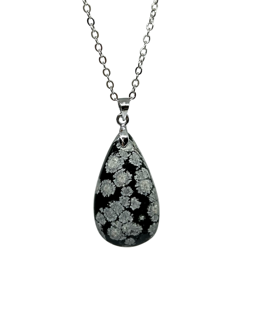 Obsidienne Flocon De Neige - Pendentif Bélière