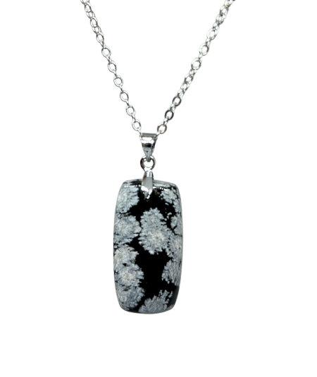 Obsidienne Flocon De Neige - Pendentif Bélière