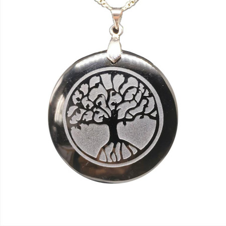 Obsidienne Noire - Pendentif Gravé - Arbre de Vie