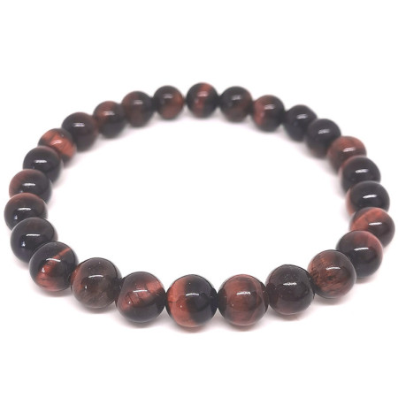Oeil de Taureau (Oeil de Boeuf) - Bracelet Boules 8 mm - Grande Taille