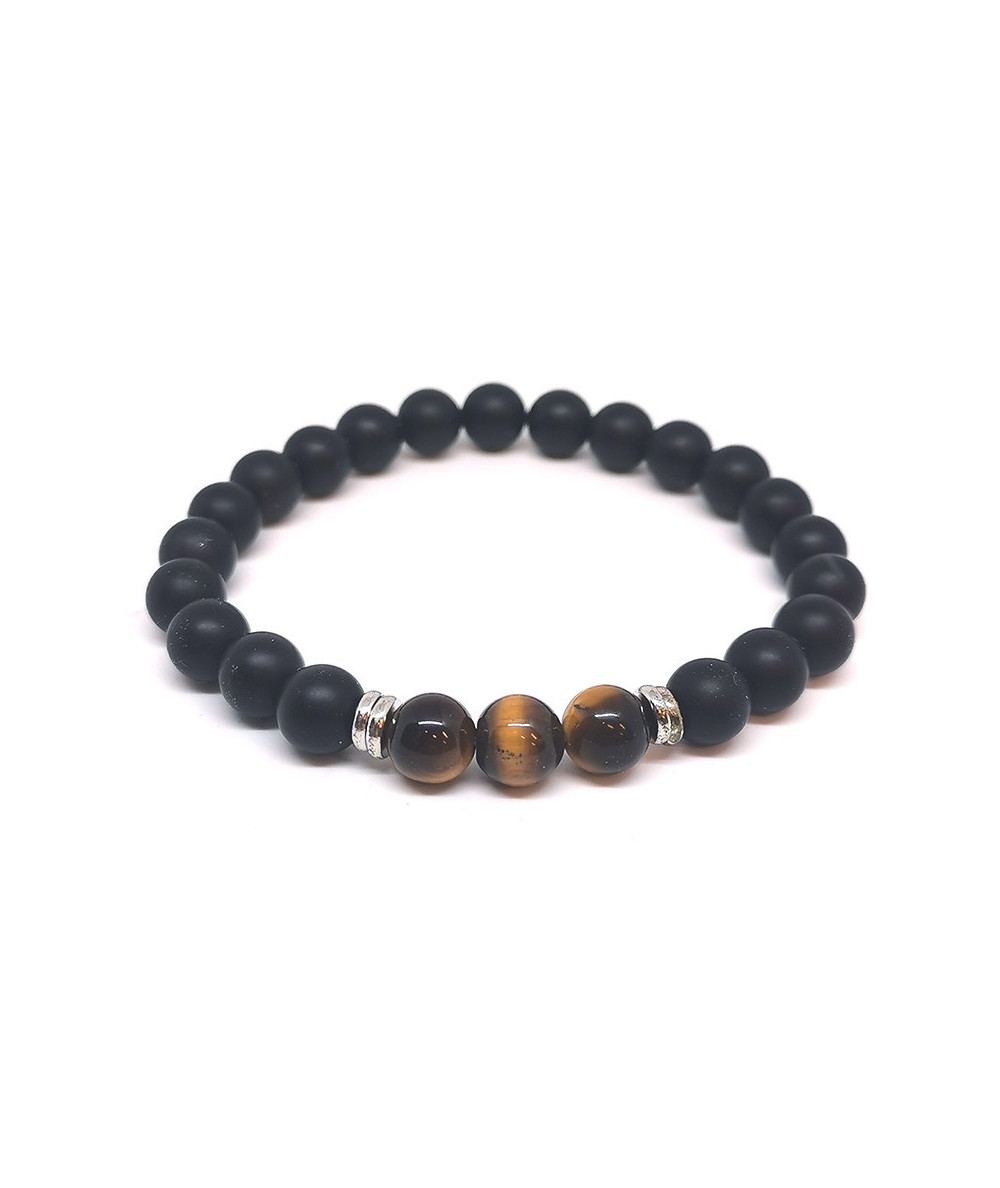 Oeil De Tigre Onyx Dépoli - Bracelet Boules