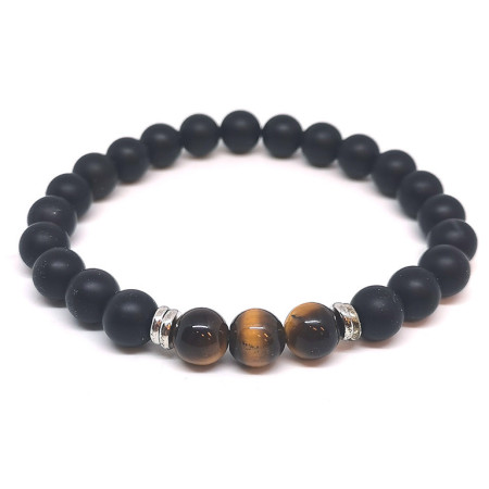 Oeil de Tigre Onyx Dépoli - Bracelet Boules