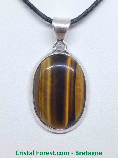 Oeil de Tigre - Pendentif Serti Argent