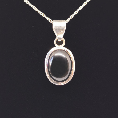 Onyx Noir - Pendentif Serti Argent