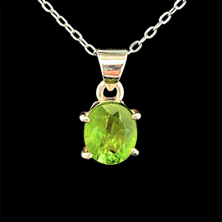 Péridot (Chrysolite) - Pendentif Serti Argent