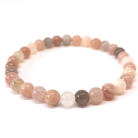 Pierre De Lune Multicouleur - Bracelet Boules 6 Mm