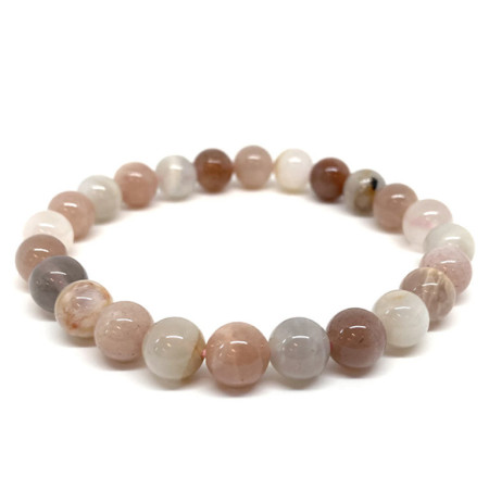 Pierre de Lune Multicouleur - Bracelet Boules 8 mm