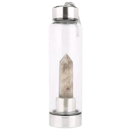 Quartz Fumé - Gourde en verre avec pierre