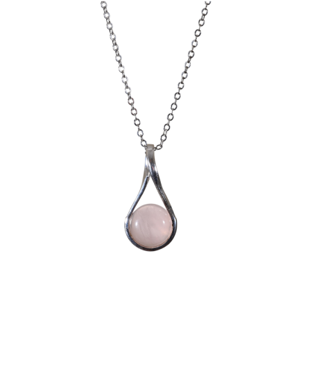 Quartz Rose - Pendentif Serti Argent