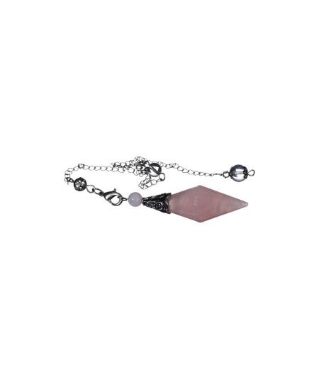 Quartz Rose - Pendule Facetté (forme losange)