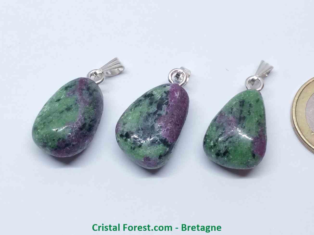 Rubis Zoïsite (Anyolite) - Pendentif Pierre Roulée