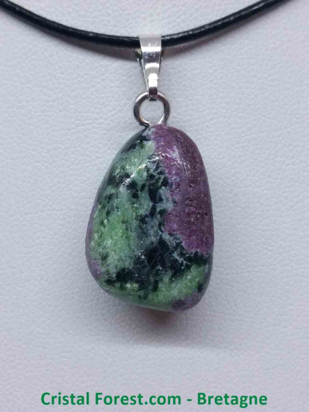 Rubis Zoïsite (Anyolite) - Pendentif Pierre Roulée