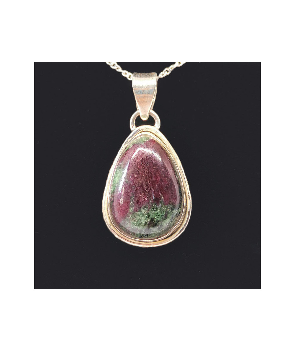 Rubis Zoïsite (Anyolite) - Pendentif Serti Argent