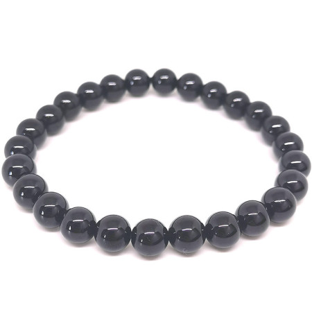 Spinelle Noire - Bracelet Boules 8 mm - Grande Taille