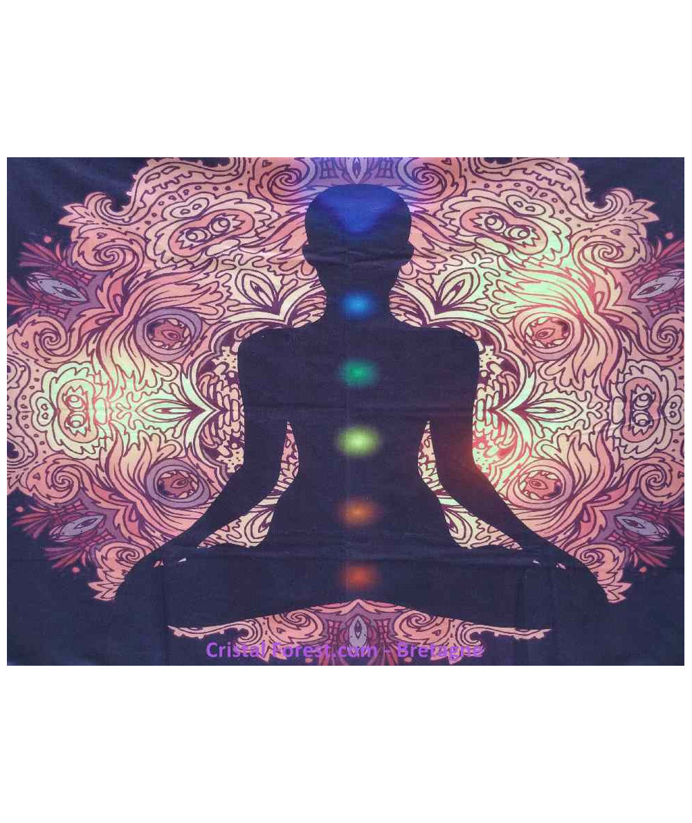 Tenture Murale - 7 Chakras Bouddha Et ÔM (Aum)