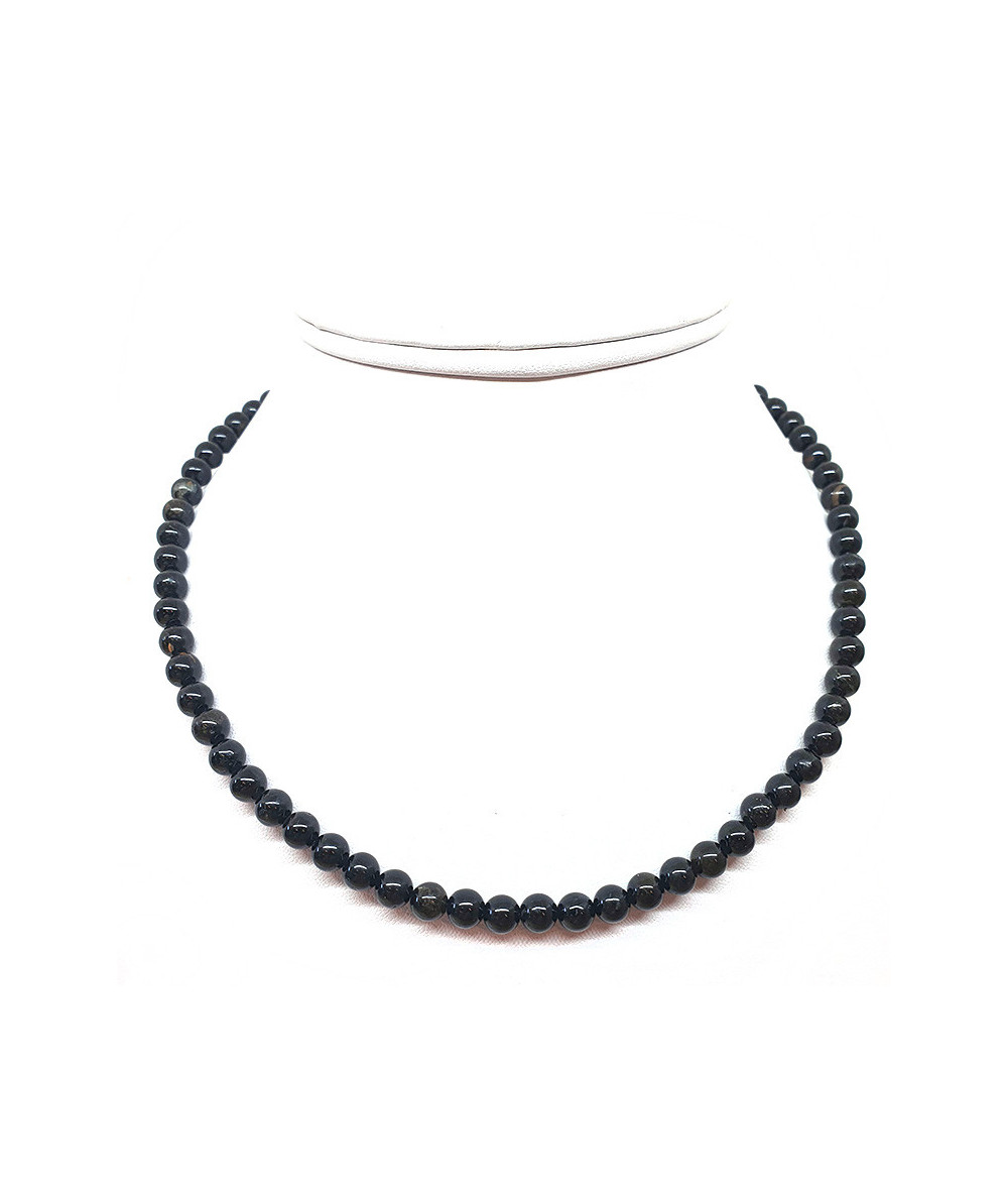 Tourmaline Noire - Collier Boules 6 Mm - Fermoir Argent
