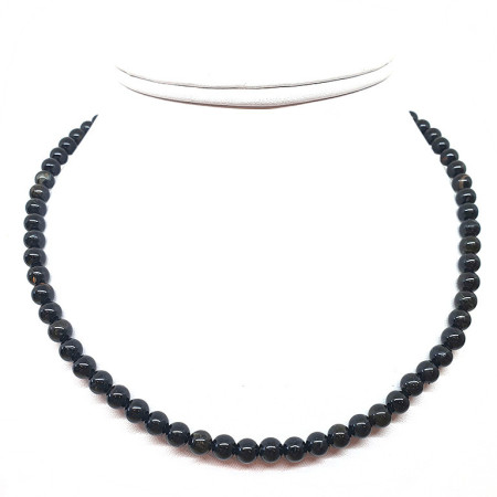 Tourmaline Noire - Collier Boules 6 mm - Fermoir Argent