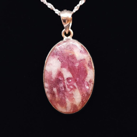 Tourmaline Rose (Rubellite) - Pendentif Serti Argent