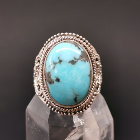 Turquoise d'Arizona - Bague Sertie Argent - AAA+